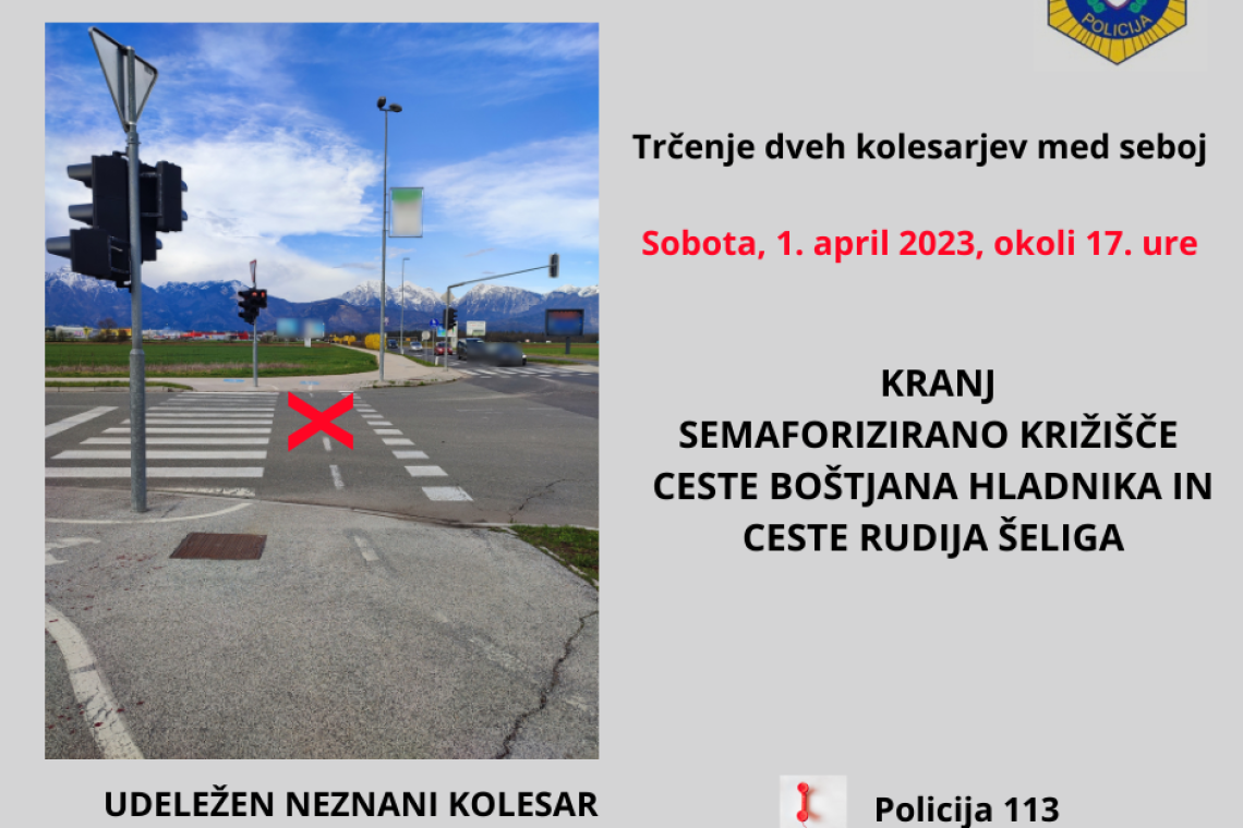 Policija zbira informacije o trku dveh kolesarjev v Kranju