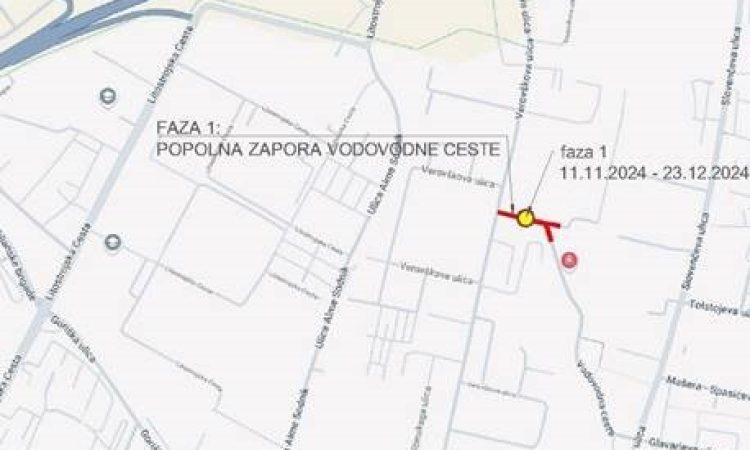 Zaradi del v Ljubljani dlje časa zapori na Vodovodni cesti in Verovškovi ulici